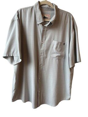 2XL HUK Men's Fishing Shirt Check Short Sleeve Button Down Collar